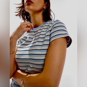 Cotton On 90’s Baby tee, Striped Short Sleeve Tee, size L, EUC